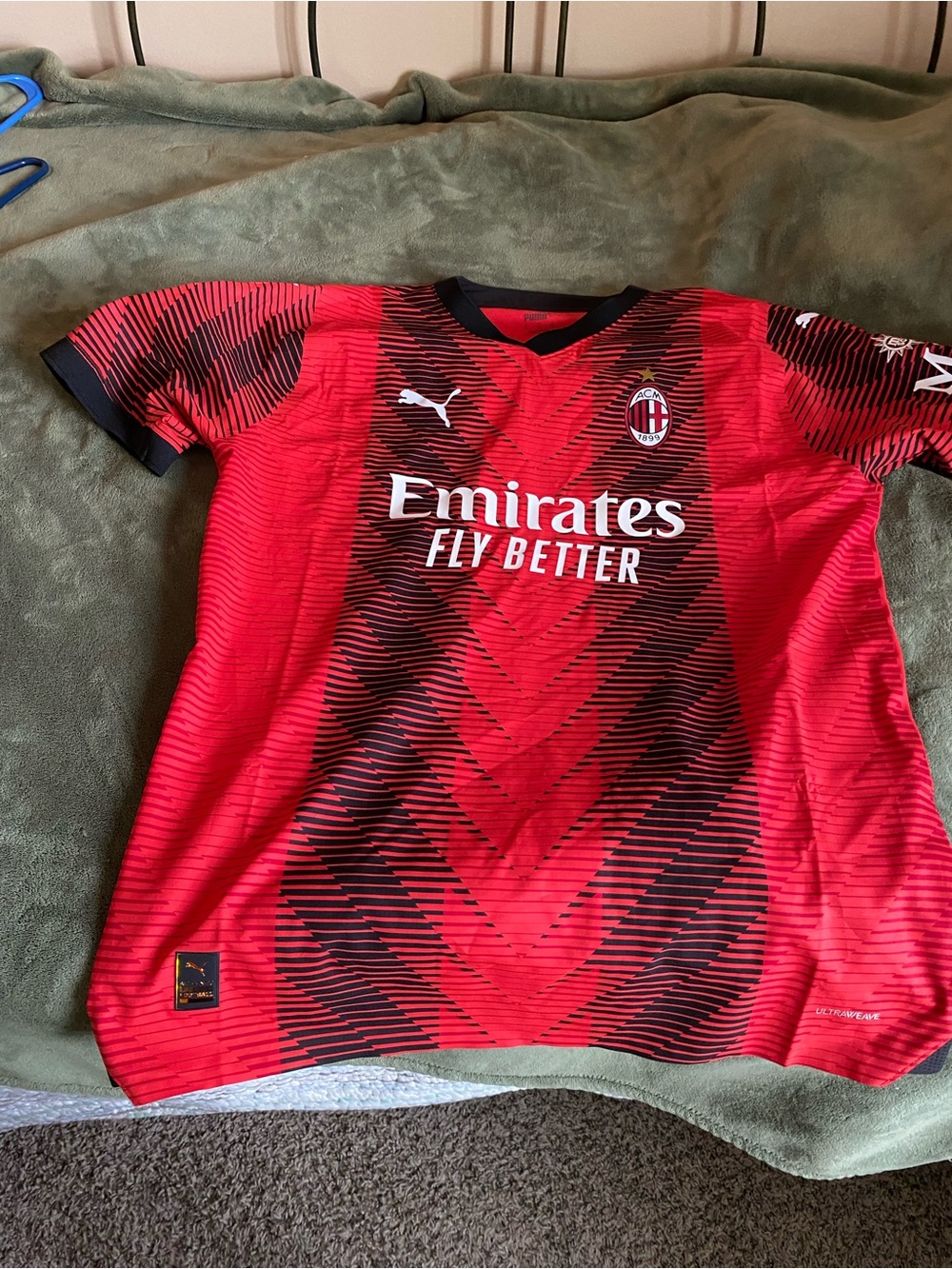 Puma AC Milan Red & Black Men's Home Jersey with Emirates Sponsor
